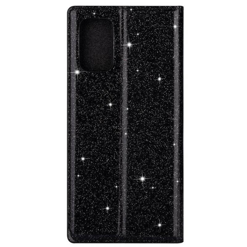 Flip Case Samsung Galaxy A41 Schwarz Glitzerstil