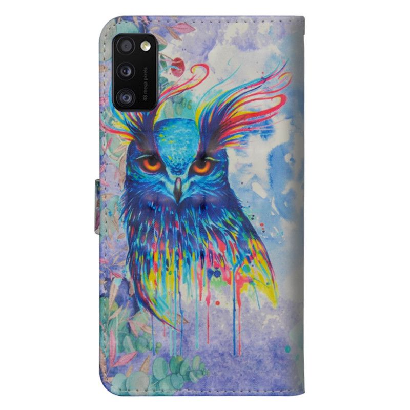 Lederhüllen Samsung Galaxy A41 Aquarellvogel