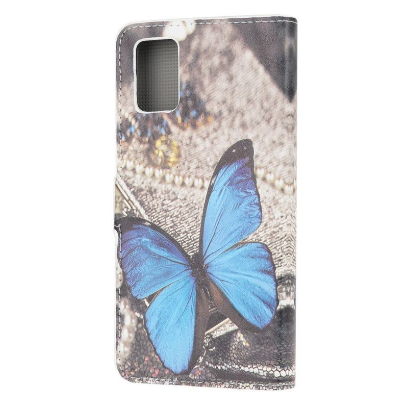 Lederhüllen Samsung Galaxy A41 Blauer Prestige-Schmetterling