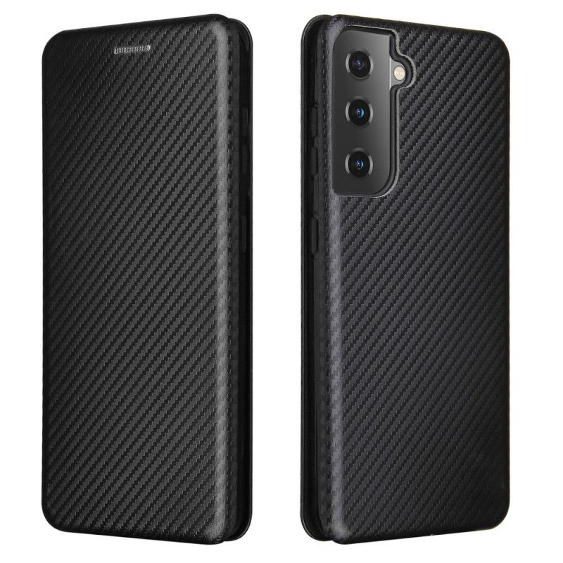 Flip Case Samsung Galaxy S21 5G Schwarz Handyhülle Kohlefaser