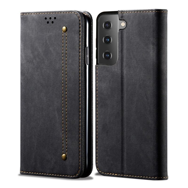 Flip Case Samsung Galaxy S21 5G Schwarz Jeansstoff