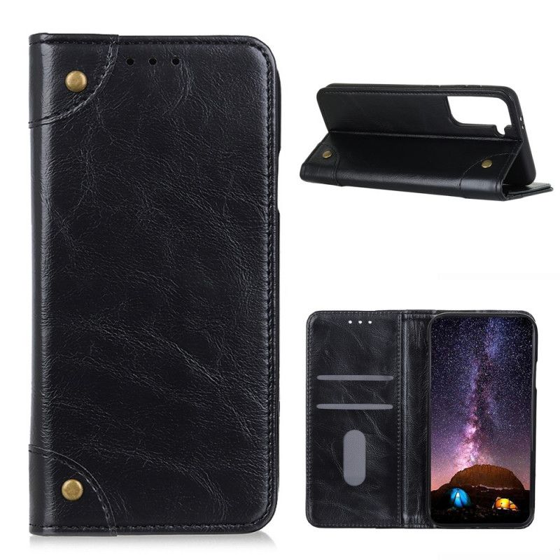 Flip Case Samsung Galaxy S21 5G Schwarz Nappalederstil