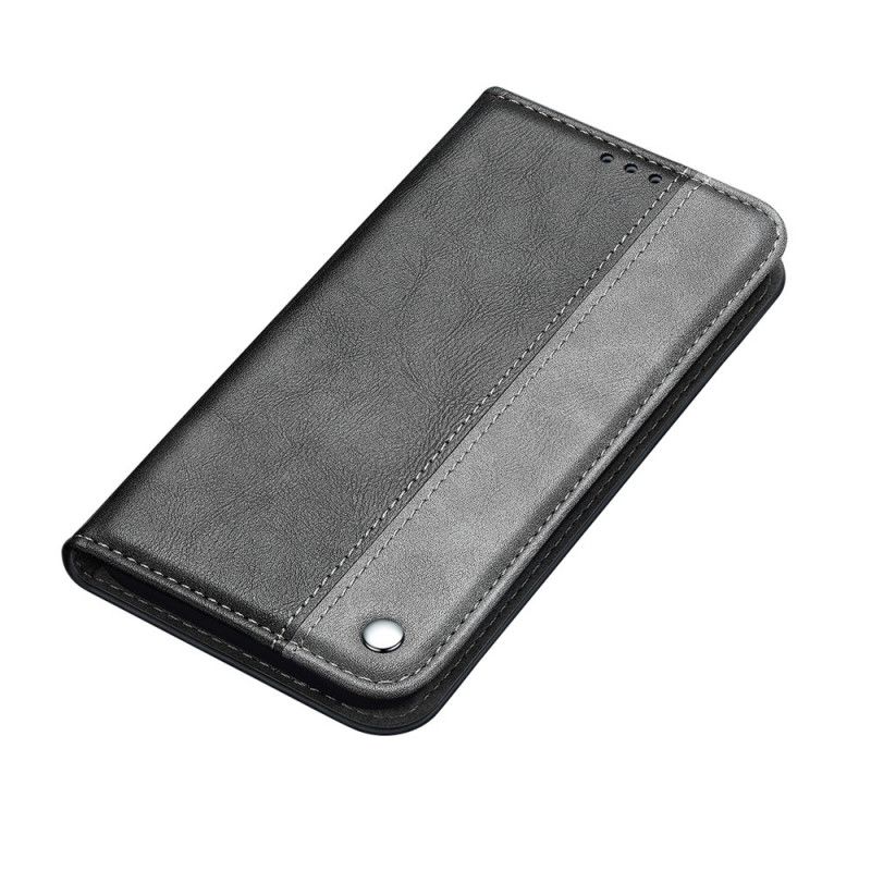 Flip Case Samsung Galaxy S21 5G Schwarz Zweifarbiger Ledereffekt