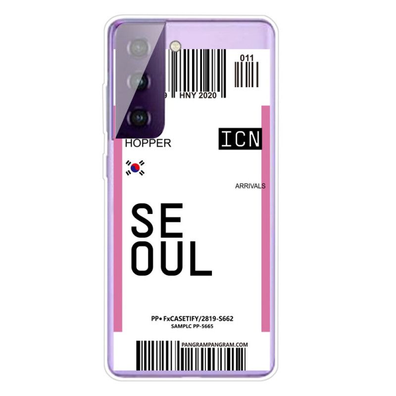 Hülle Für Samsung Galaxy S21 5G Magenta Bordkarte Nach Seoul