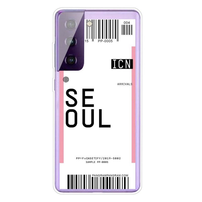 Hülle Für Samsung Galaxy S21 5G Magenta Bordkarte Nach Seoul