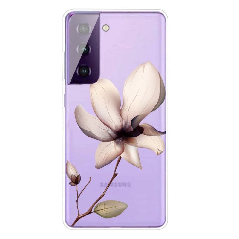 Hülle Für Samsung Galaxy S21 5G Pink Transparent Eine Blume