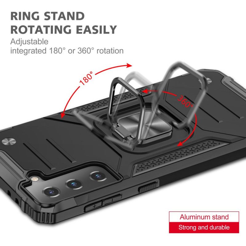 Hülle Für Samsung Galaxy S21 5G Schwarz Abnehmbarer Widerstandsring