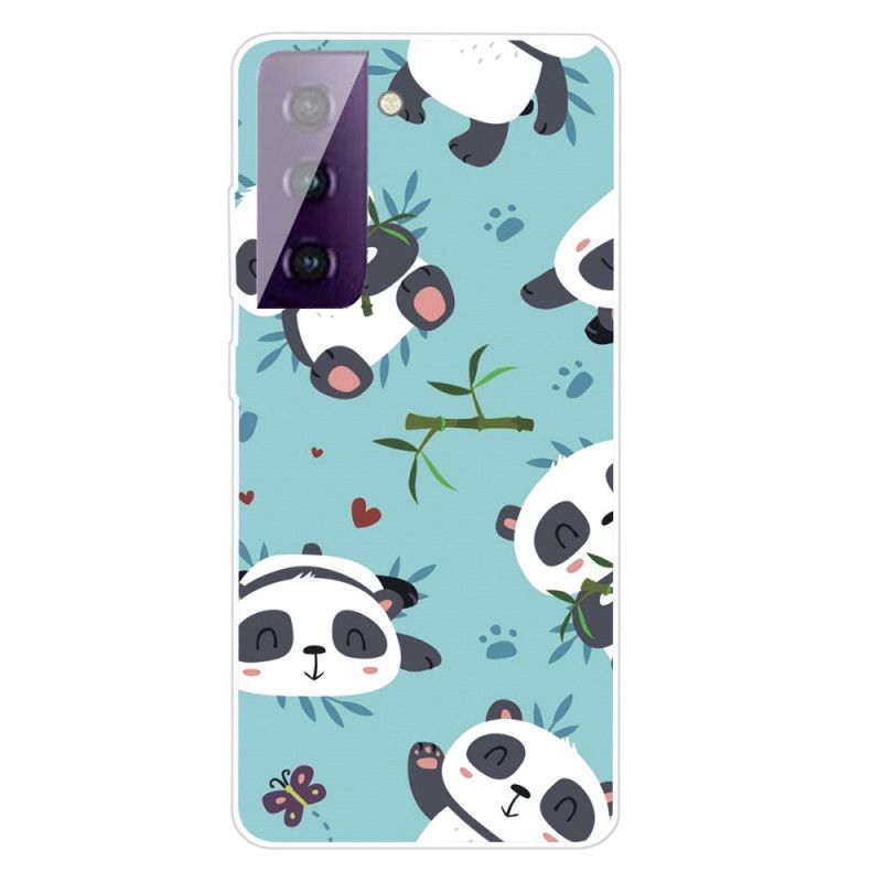 Hülle Samsung Galaxy S21 5G Grün Haufen Pandas