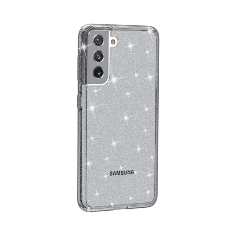 Hülle Samsung Galaxy S21 5G Schwarz Transparenter Glitzer