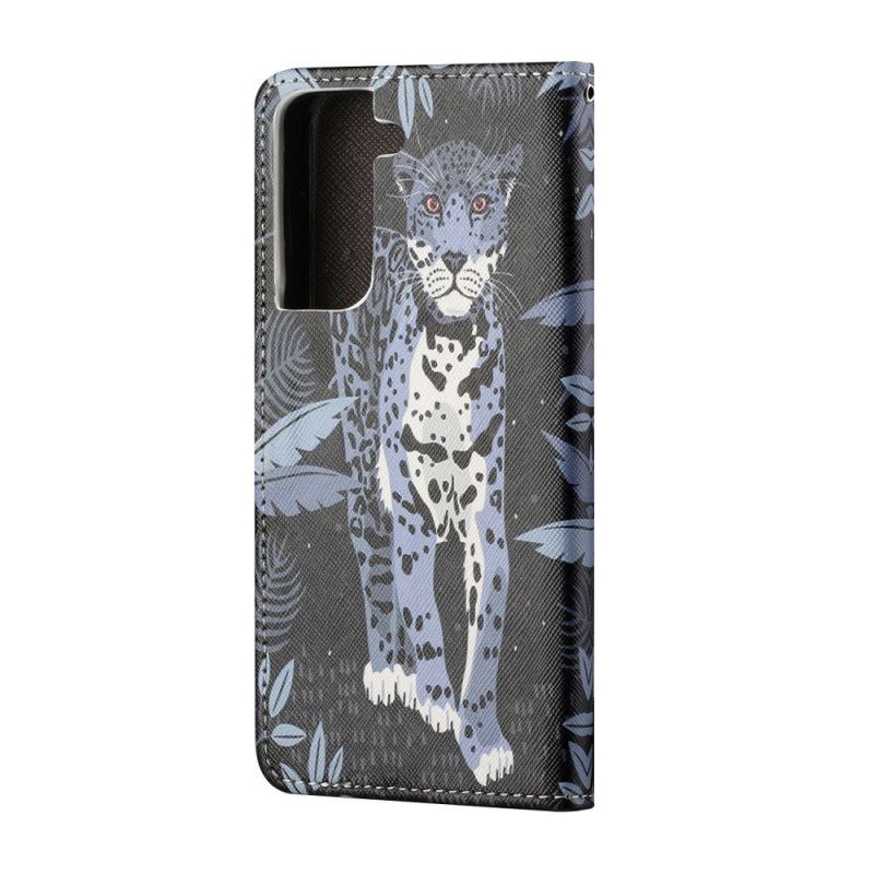 Lederhüllen Für Samsung Galaxy S21 5G Leopard Mit Tanga