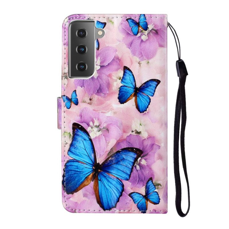 Lederhüllen Samsung Galaxy S21 5G Handyhülle Blumenschmetterlinge