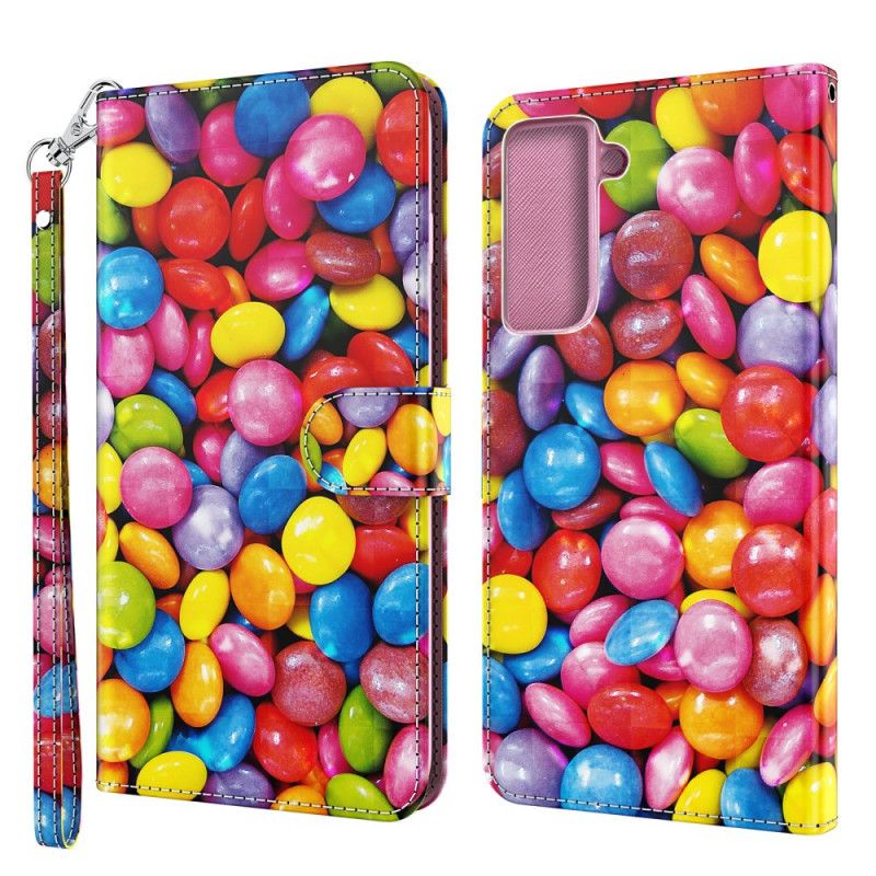 Lederhüllen Samsung Galaxy S21 5G Light Spot Candy Mit Riemen