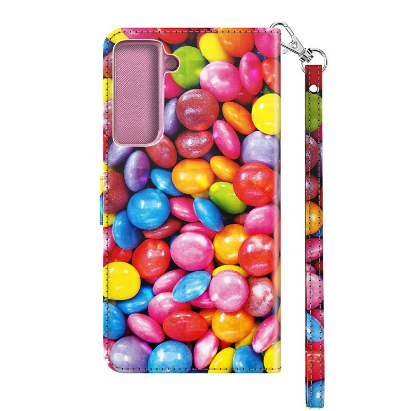 Lederhüllen Samsung Galaxy S21 5G Light Spot Candy Mit Riemen