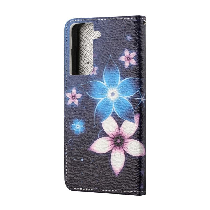 Lederhüllen Samsung Galaxy S21 5G Mondblumen Mit Tanga