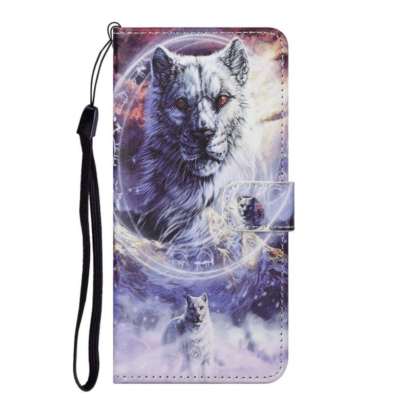 Lederhüllen Samsung Galaxy S21 5G Wolf Im Winter Mit Tanga