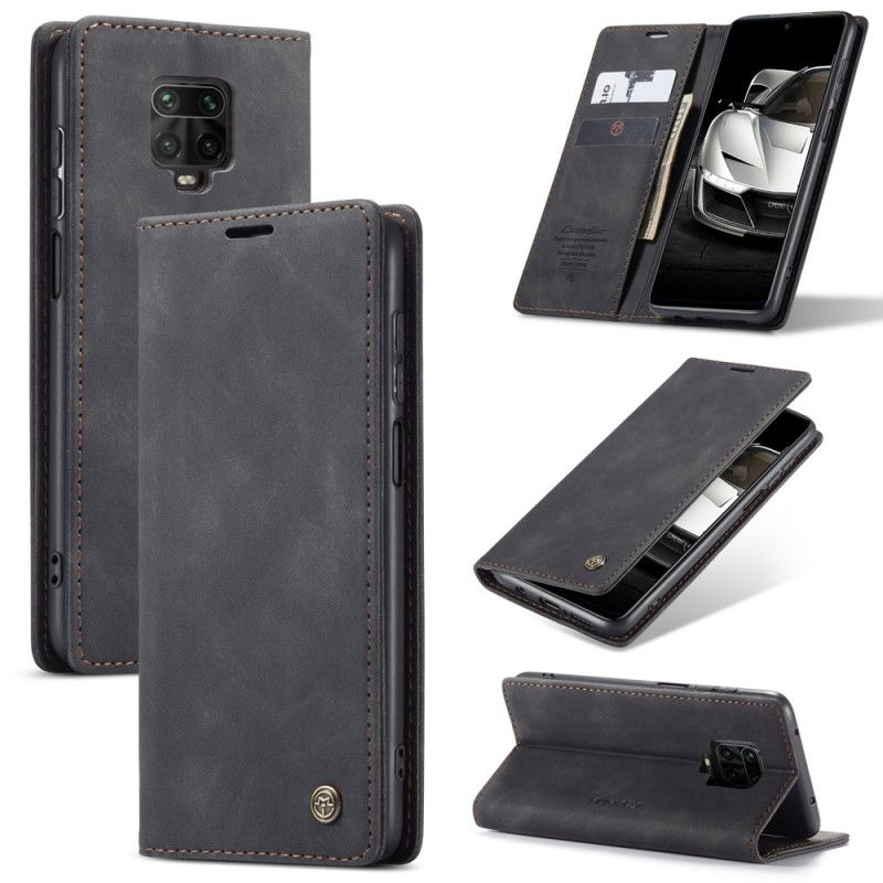 Flip Case Für Xiaomi Redmi Note 9S / Note 9 Pro Schwarz Ledertasche