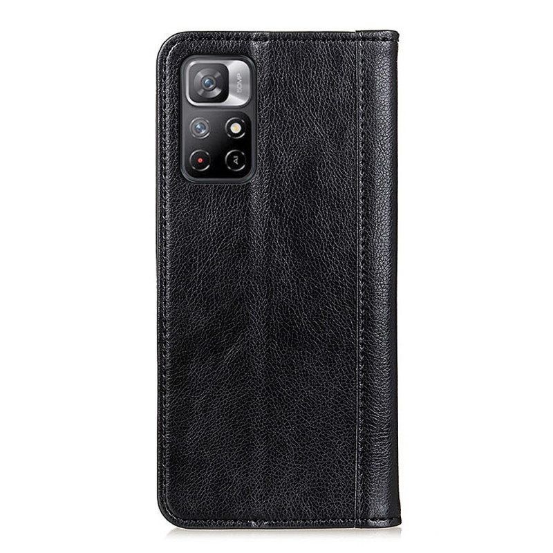 Schutzhülle Für Poco M4 Pro 5G Flip Case Eleganz Aus Gespaltenem Litschi-leder