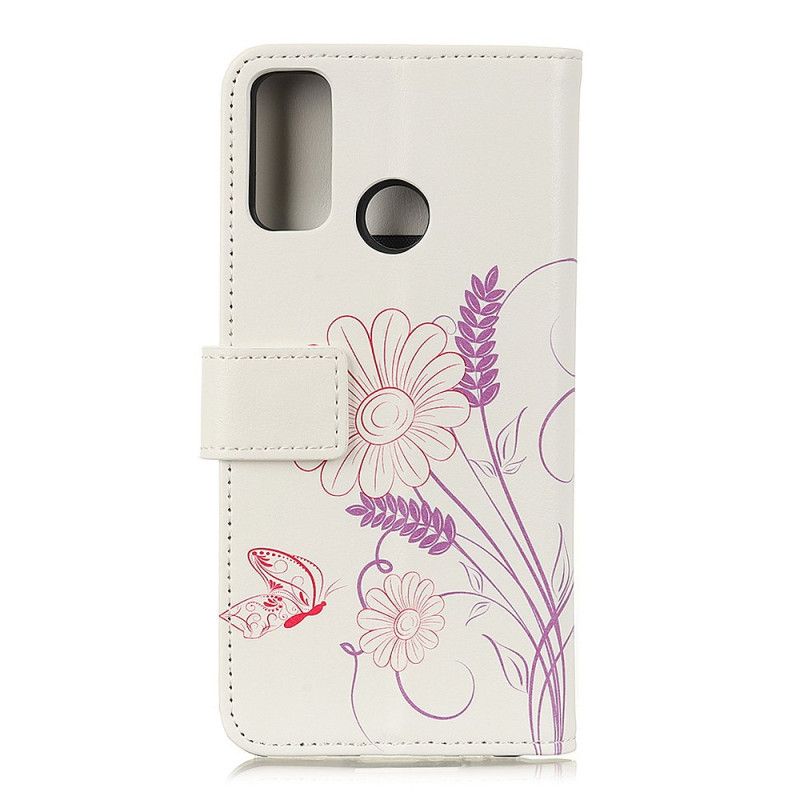 Lederhüllen Oppo A53s Schmetterlinge Und Blumen Zeichnen