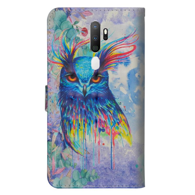 Lederhüllen Oppo A5 2020 Aquarellvogel