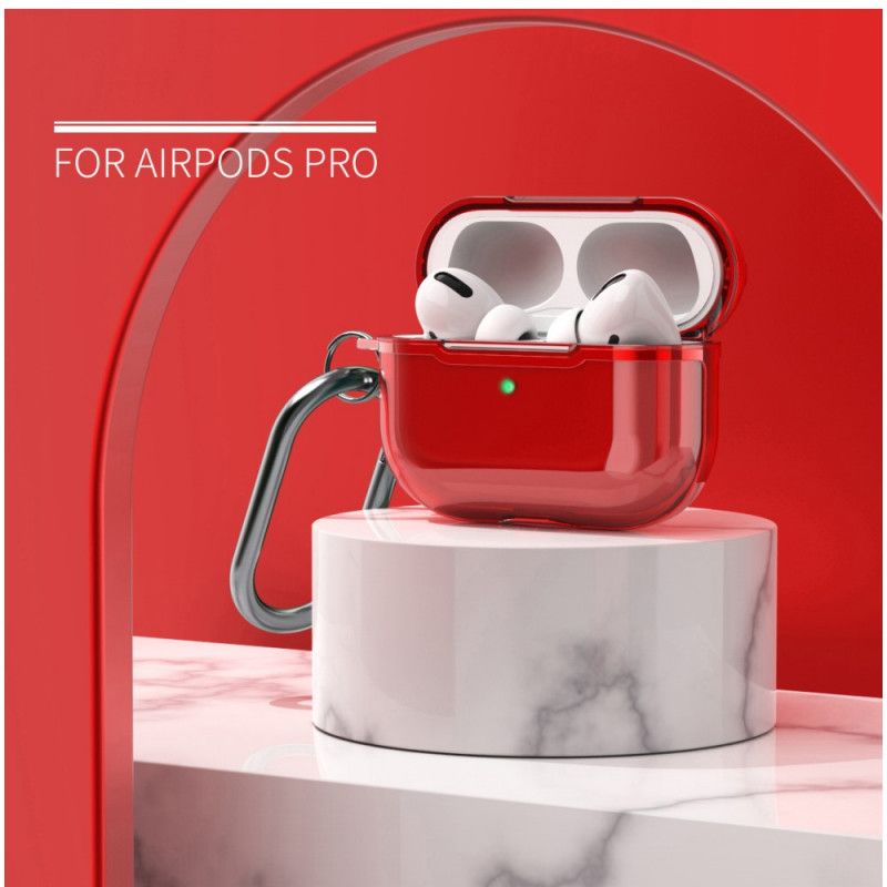 Hülle Für AirPods Pro Grau Metallic-Design Mit Karabiner