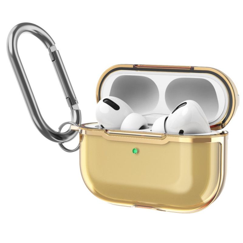 Hülle Für AirPods Pro Grau Metallic-Design Mit Karabiner