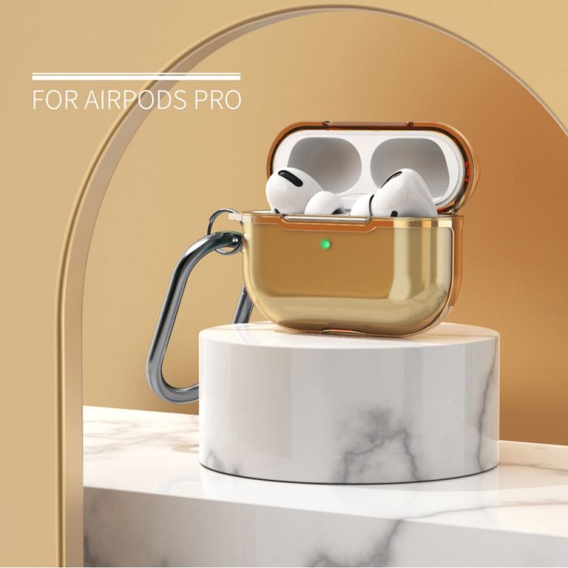 Hülle Für AirPods Pro Grau Metallic-Design Mit Karabiner