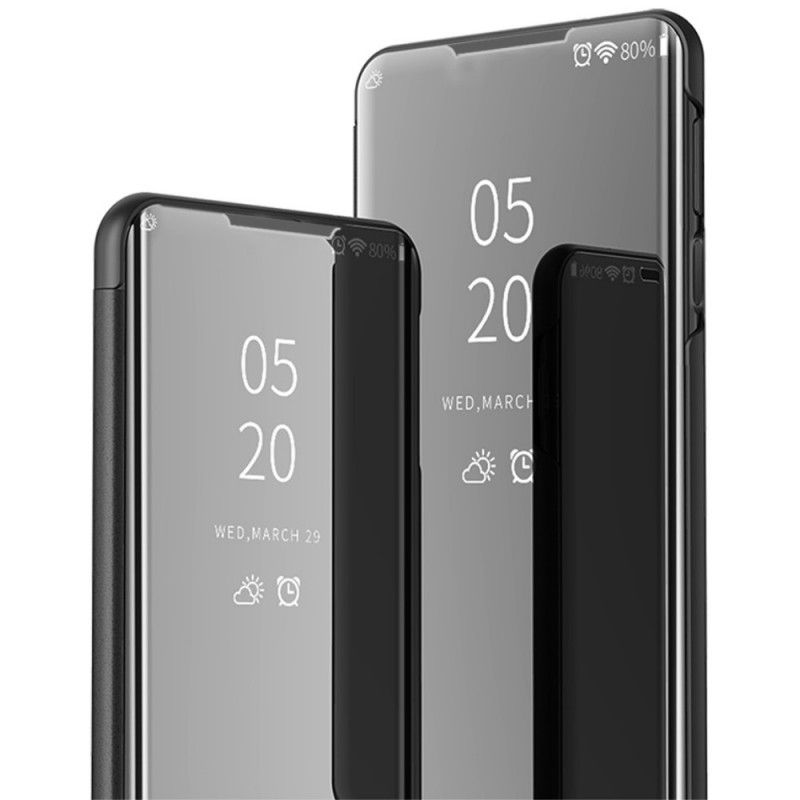 Ansichtsabdeckung Xiaomi Poco X3 Schwarz Spiegel Und Kunstleder