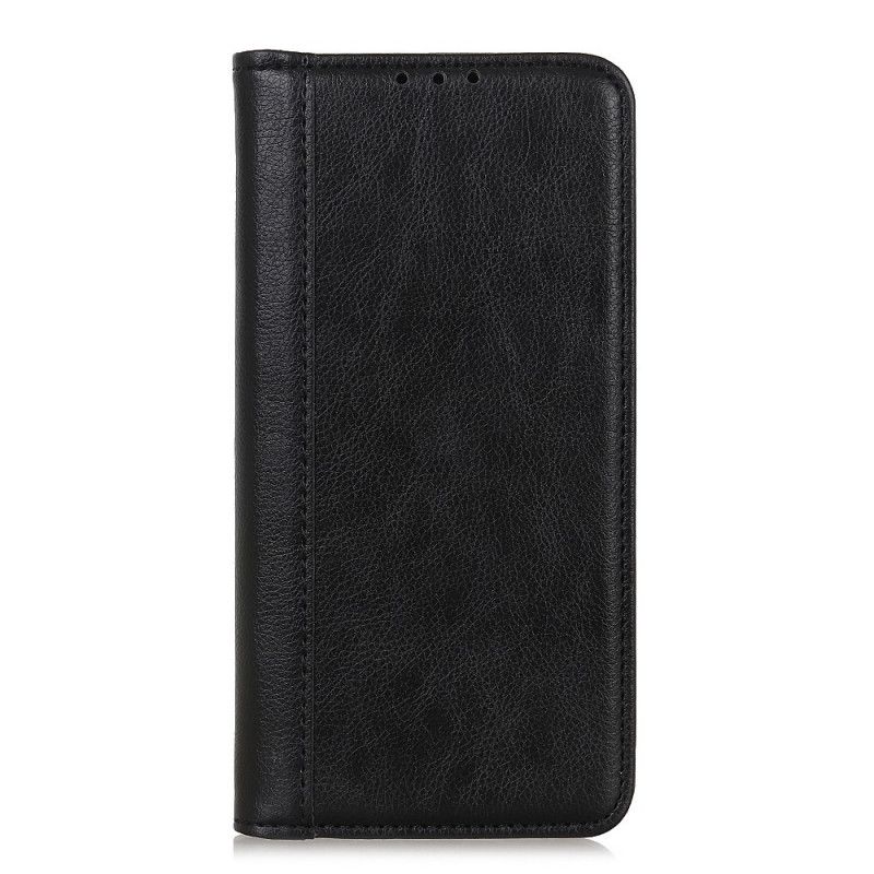 Flip Case Xiaomi Poco X3 Schwarz Elegantes Geteiltes Litschileder