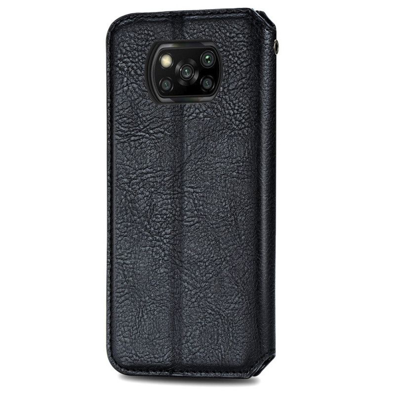 Flip Case Xiaomi Poco X3 Schwarz Ledereffekt Mit Diamantstruktur