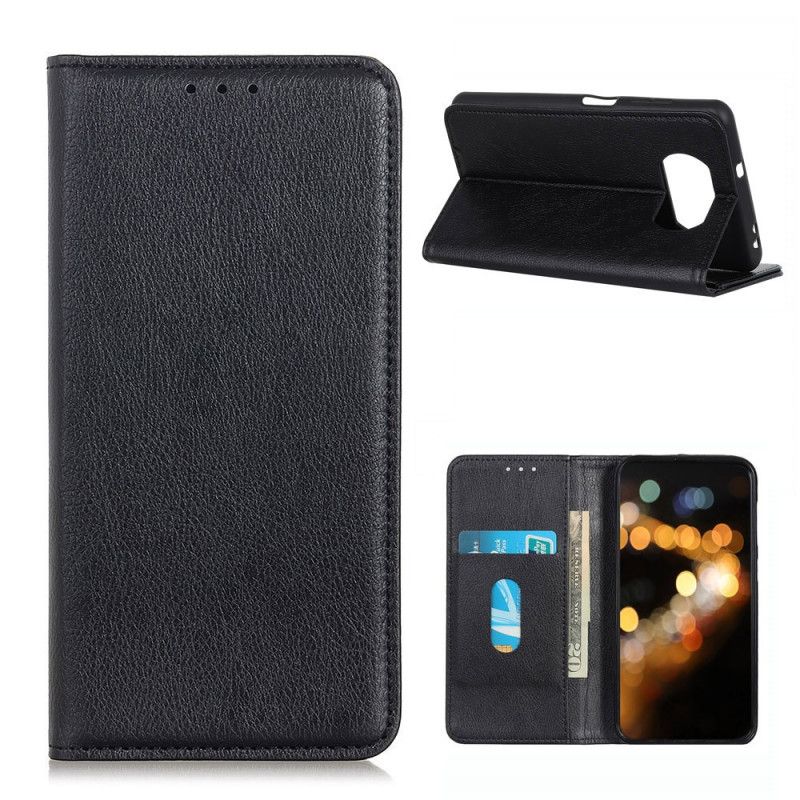 Flip Case Xiaomi Poco X3 Schwarz Premium Split Litschileder