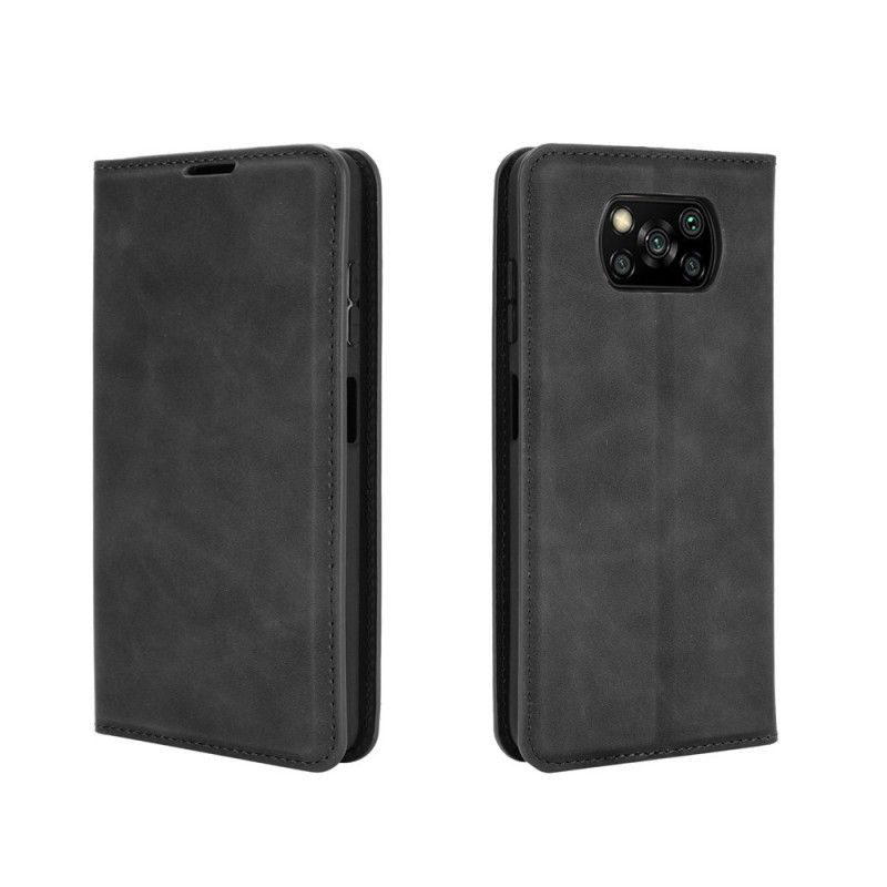 Flip Case Xiaomi Poco X3 Schwarz Weichledereffekt