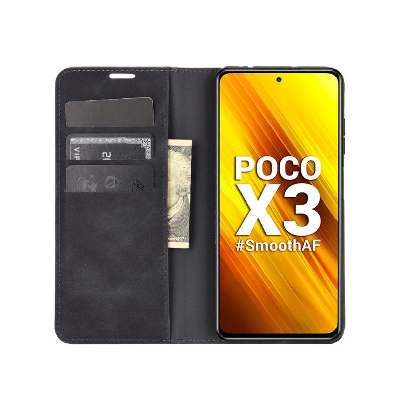 Flip Case Xiaomi Poco X3 Schwarz Weichledereffekt