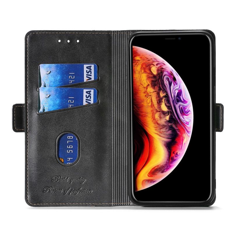 Flip Case Xiaomi Poco X3 Schwarz Zweifarbiger Lederstil