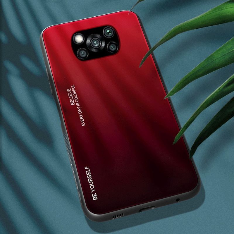 Hülle Für Xiaomi Poco X3 Rot Sei Du Selbst Gehärtetes Glas