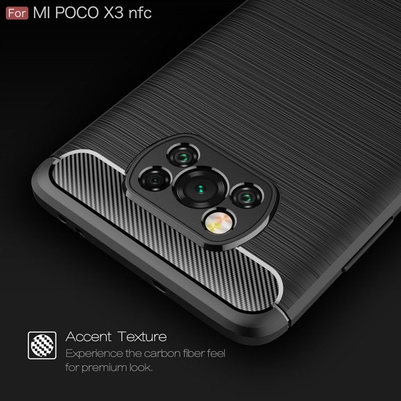 Hülle Xiaomi Poco X3 Schwarz Gebürstete Kohlefaser