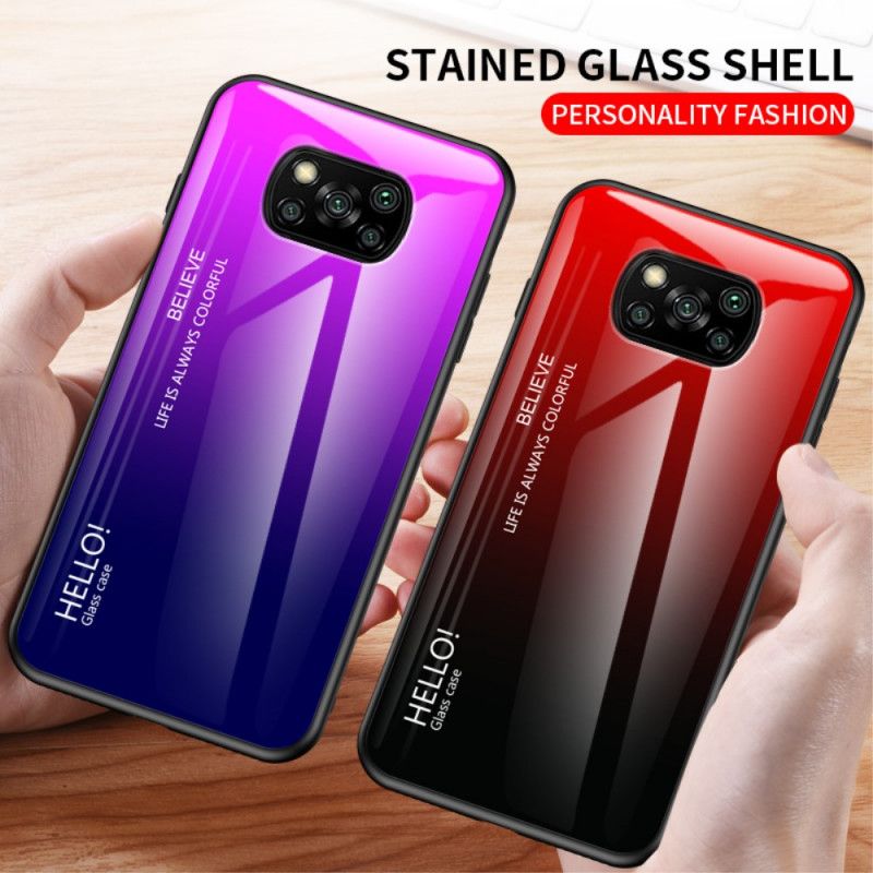 Hülle Xiaomi Poco X3 Schwarz Hallo Gehärtetes Glas