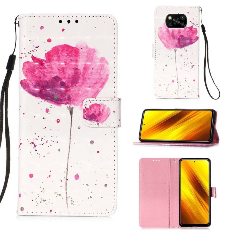 Lederhüllen Xiaomi Poco X3 Handyhülle Aquarellmohn