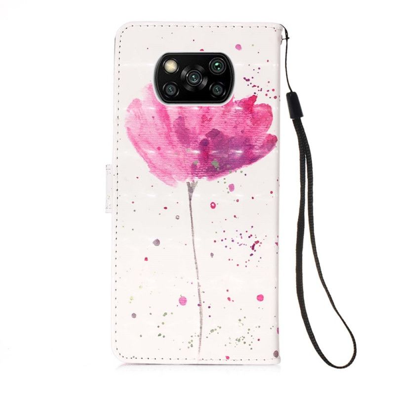 Lederhüllen Xiaomi Poco X3 Handyhülle Aquarellmohn