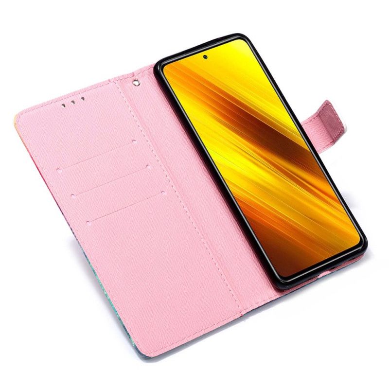 Lederhüllen Xiaomi Poco X3 Handyhülle Aquarellmohn