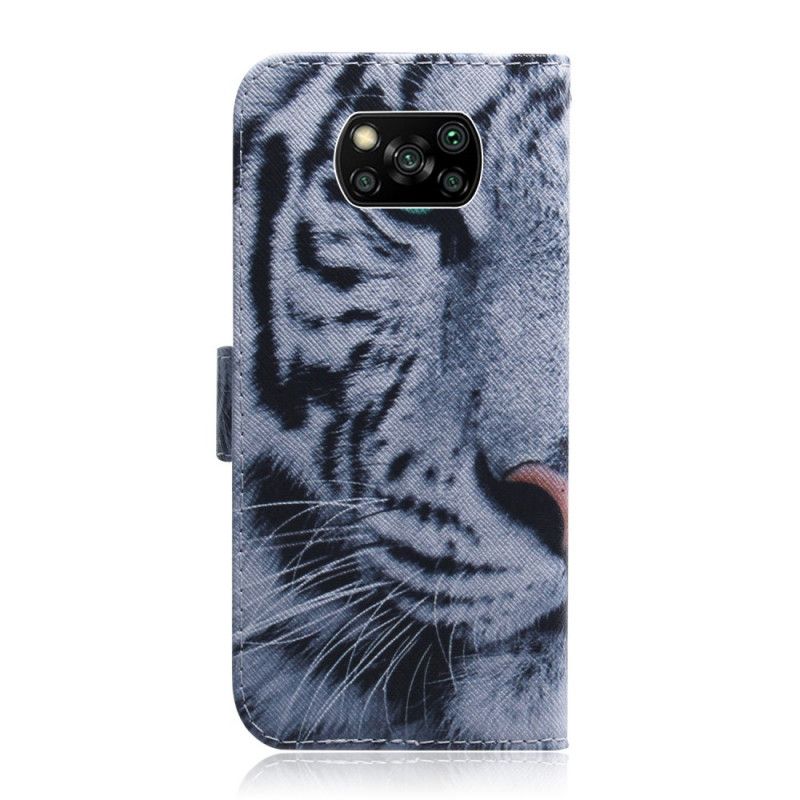 Lederhüllen Xiaomi Poco X3 Handyhülle Tigergesicht