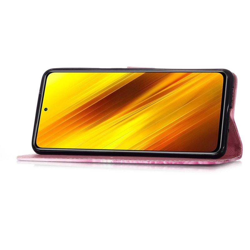 Lederhüllen Xiaomi Poco X3 Rote Schmetterlinge