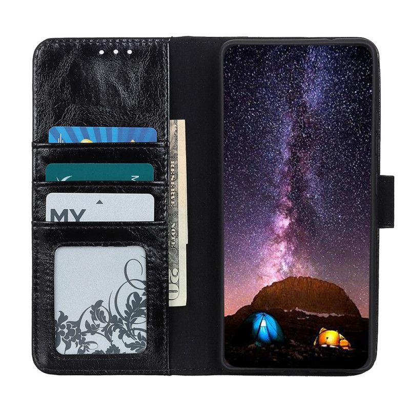 Lederhüllen Xiaomi Poco X3 Schwarz Gespaltenes Lackleder