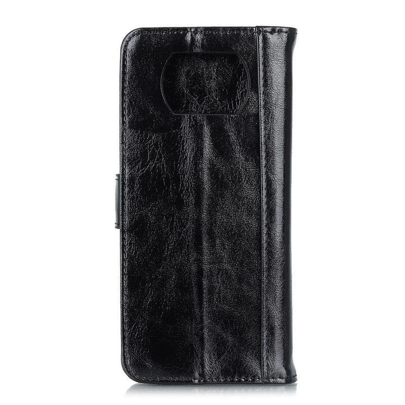 Lederhüllen Xiaomi Poco X3 Schwarz Gespaltenes Lackleder