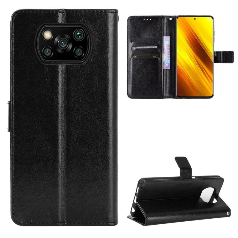 Lederhüllen Xiaomi Poco X3 Schwarz Handyhülle Auffälliges Kunstleder