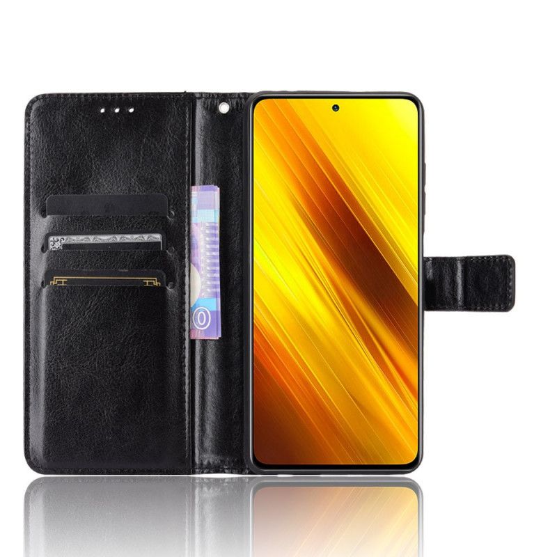 Lederhüllen Xiaomi Poco X3 Schwarz Handyhülle Auffälliges Kunstleder