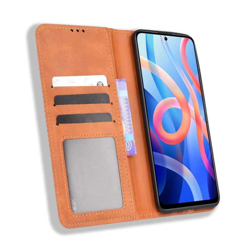 Flip Case Für Xiaomi Redmi Note 11 / Poco M4 Pro 5g Stilisierter Vintage-leder-effekt