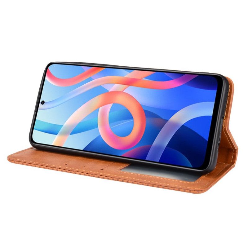 Flip Case Für Xiaomi Redmi Note 11 / Poco M4 Pro 5g Stilisierter Vintage-leder-effekt