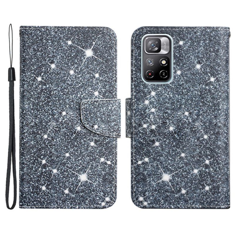 Lederhüllen Xiaomi Redmi Note 11 / Poco M4 Pro 5g Handyhülle Glitter Riemchen