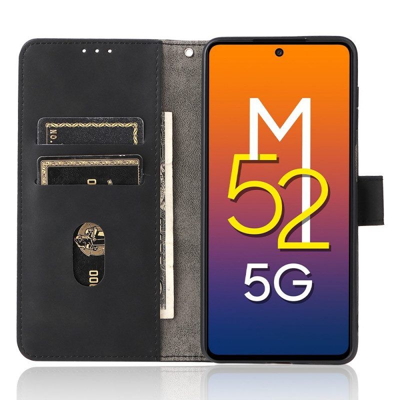 Flip Case Für Samsung Galaxy M52 5G Geschirmtes Leder