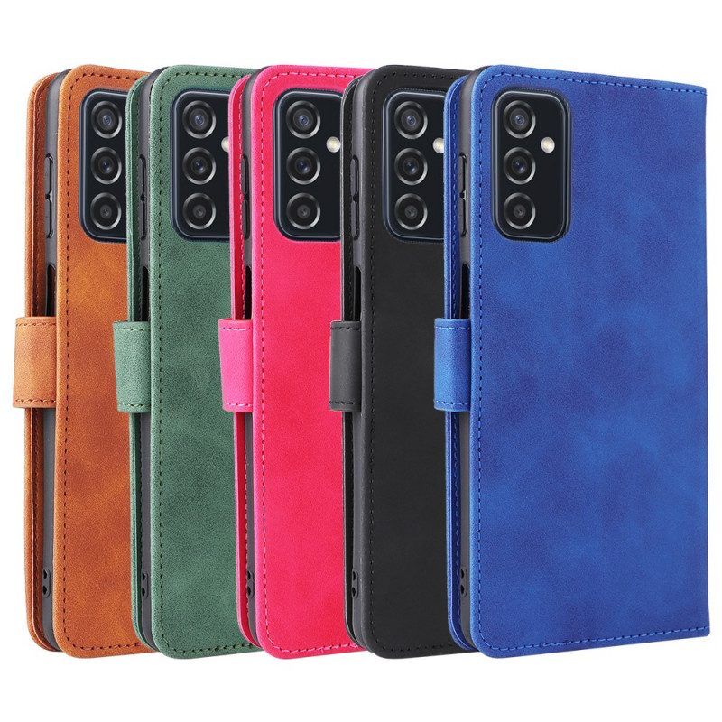 Flip Case Für Samsung Galaxy M52 5G Geschirmtes Leder